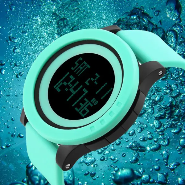 SKMEI 1142 Digital Multifunctional PU Leather Sporty Men's Watch – Dial Color: Black, Strap Color: Blue – View 3