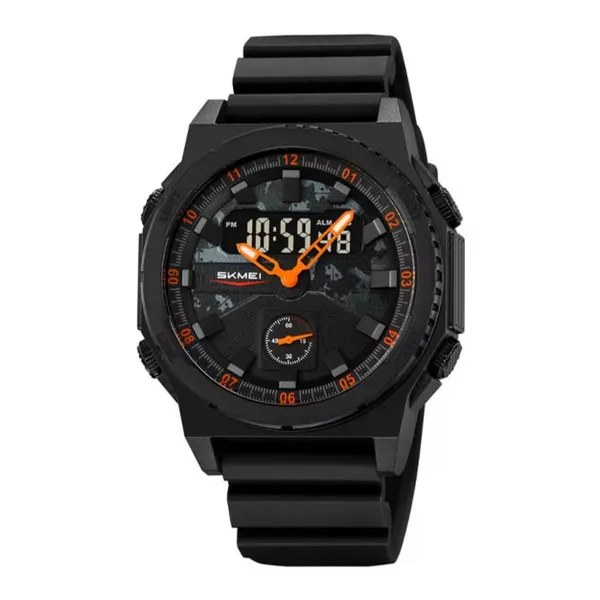 SKMEI 2355 Digital Analog Luxury Sports Men's Watch – Dial Color: Orange, Strap Color: Black – View 1