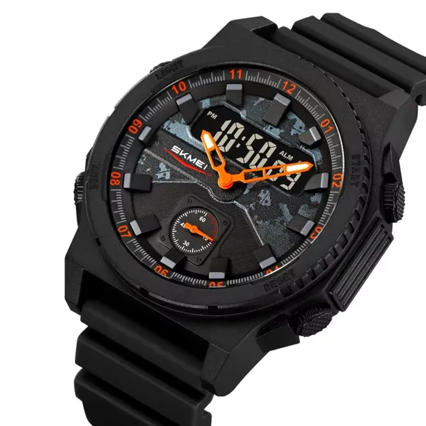SKMEI 2355 Digital Analog Luxury Sports Men's Watch – Dial Color: Orange, Strap Color: Black – View 2