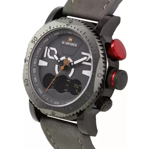 NAVIFORCE 9094 Fashion Quartz Digital Dual Display Sports Men's Watch – Dial Color: Black, Strap Color: Black – View 2