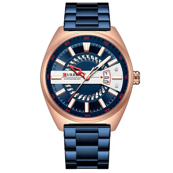 Curren 8403 High-Quality Stainless Steel Fashionable Men's Watch – Dial Color: Blue, Strap Color: Blue – View 1