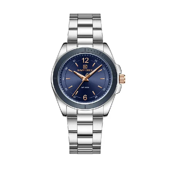 NAVIFORCE NF5062 Polygon Waterproof & Stainless Steel Strap Men's Watch – Dial Color: Blue, Strap Color: Silver – View 1