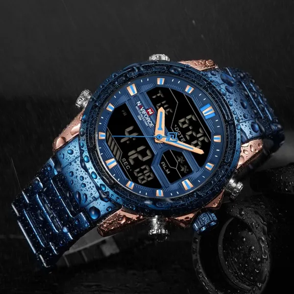 Naviforce NF9138 Luxurious Stainless Steel Men's Watch – Dial Color: Blue, Strap Color: Blue – View 5