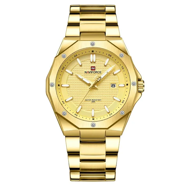 NAVIFORCE NF9200S Stainless Steel Analog Men's Watch – Dial Color: Gold, Strap Color: Gold – View 1