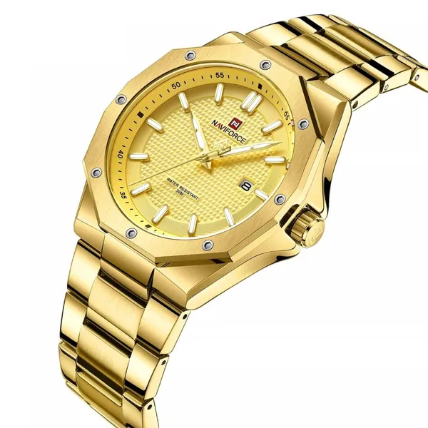 NAVIFORCE NF9200S Stainless Steel Analog Men's Watch – Dial Color: Gold, Strap Color: Gold – View 2