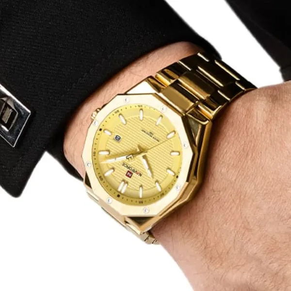 NAVIFORCE NF9200S Stainless Steel Analog Men's Watch – Dial Color: Gold, Strap Color: Gold – View 4