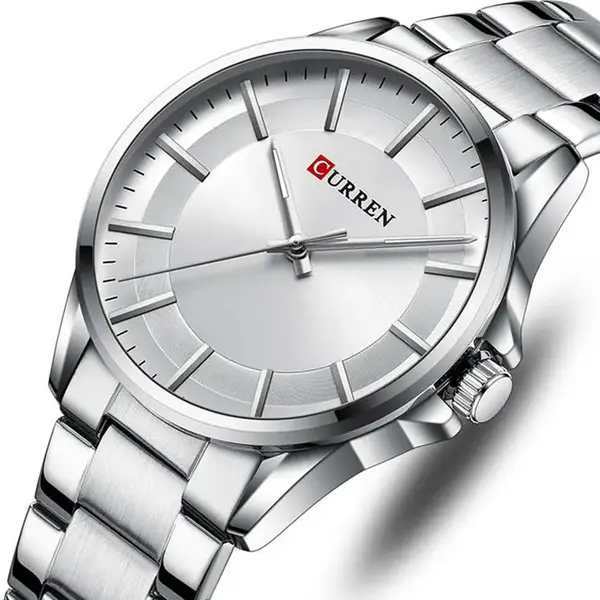 Curren 8429 Luxury Stainless Steel Analog Men's Watch – Dial Color: White, Strap Color: White – View 2