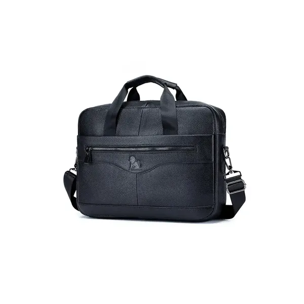 100 % Genuine Leather Briefcase Type Laptop Document Carry Bag – Color: Black – View 1