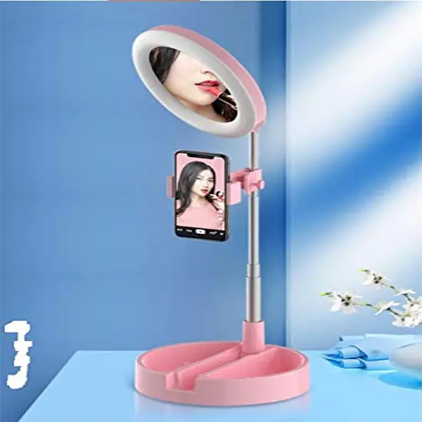 G3 3 In 1 Dimmable LED Ring Light 6 Inch Folding Desktop Selfie Light Mirror Lamp – View 5