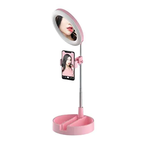 G3 3 In 1 Dimmable LED Ring Light 6 Inch Folding Desktop Selfie Light Mirror Lamp – View 4