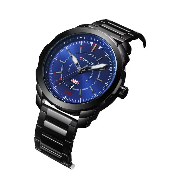Curren 8266 Luxury Stainless Steel Quartz Fashion Men's Watch – Dial Color: Blue, Strap Color: Black – View 2