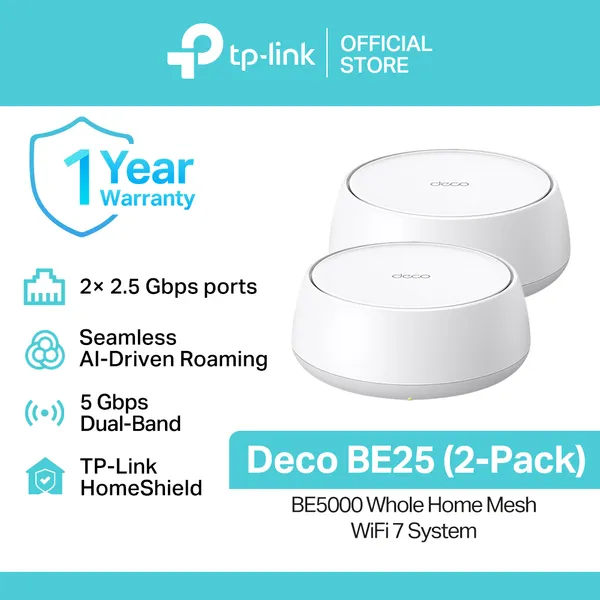 TP-Link Deco BE25 BE5000 Dual-Band WiFi 7 Mesh Router (2-Pack) – View 5