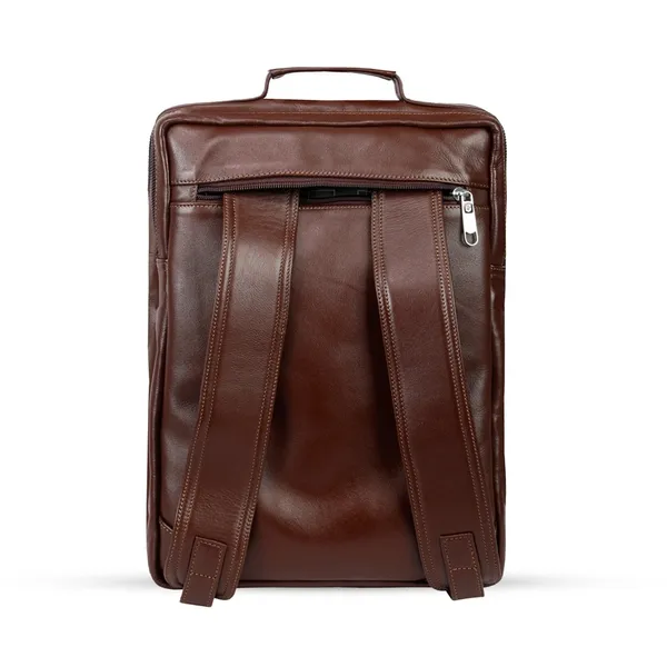 100% Genuine Cow Leather Unique Smart & Stylish 3 in 1 Backpack – Color: Brown – View 4