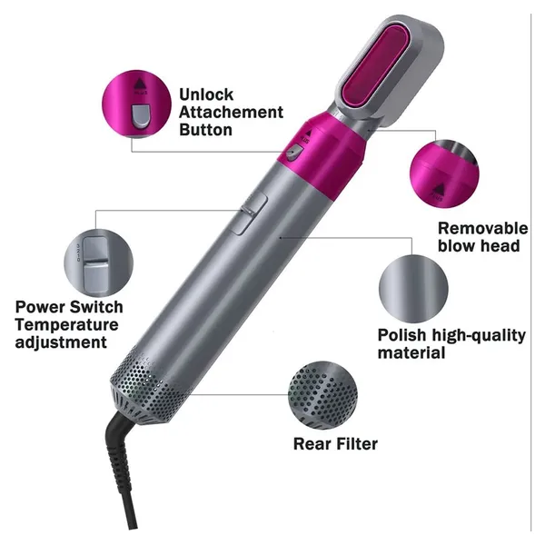 5 in 1 Hair Straightener Hair Iron Multiple Curling Iron Hot Air Brush – View 3
