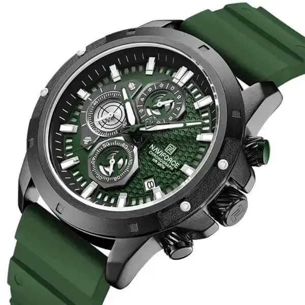 NAVIFORCE NF8036  Luxury Military Sports Quartz Analog Men's Watch  – Dial Color: Black, Strap Color: Green  – View 3