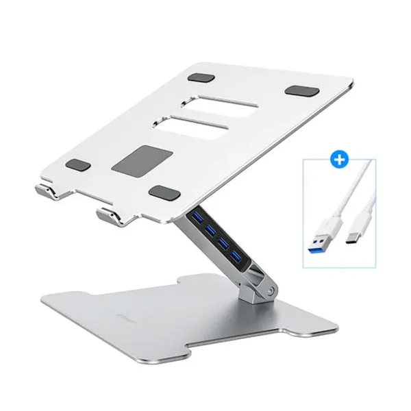 ORICO 4 Port USB3.0 Foldable Aluminum Notebook Riser Desktop Laptop Stand for MacBook Dell – View 2