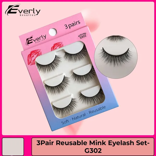 Everly Beauties 3Pairs G300 Series High Quality Soft and Comfortable Mink Eyelashes – View 3