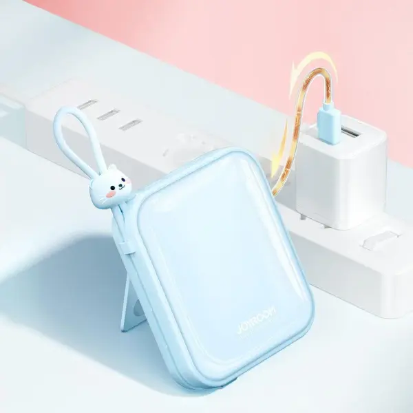 JOYROOM JR-L008 Cutie Series Kickstand LED indicator Power Bank  – Color: Blue – View 3