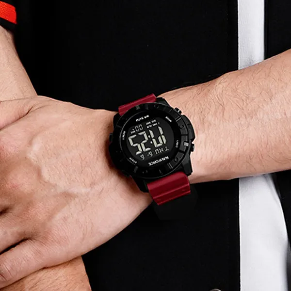 NAVIFORCE NF7110 5ATM Waterproof Luminous Sports Watch – Dial Color: Black, Strap Color: Red – View 3