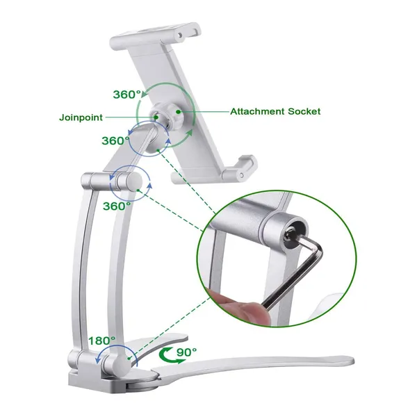 2-in-1 Adjustable Kitchen Desktop Stand iPad Wall Mount Holder – View 4