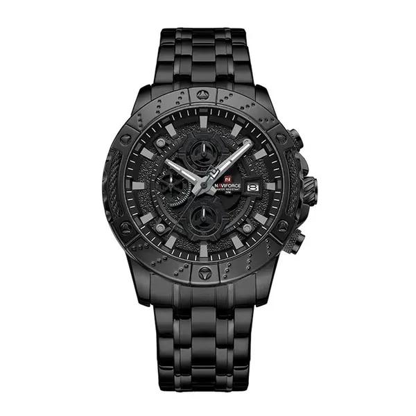 NAVIFORCE NF9227 Hollow Mechanical Style Men’s Watch – Dial Color: Black, Strap Color: Black – View 1