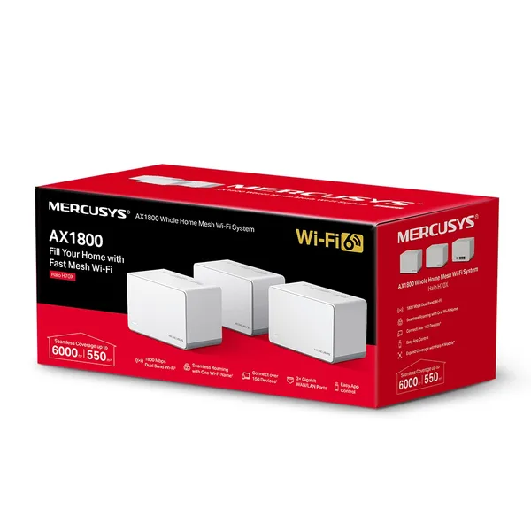 Mercusys Halo H70X AX1800 Dual Band WiFi Mesh Router 3 pack – View 3