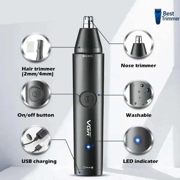 VGR V-613 Rechargeable Nose and Ear Hairs Trimmer for Men – View 2