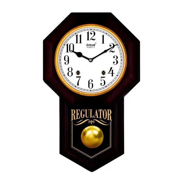 Sonam 5157 SST Pendulum Musical Analog Wall Clock – Color: Cherry – View 1