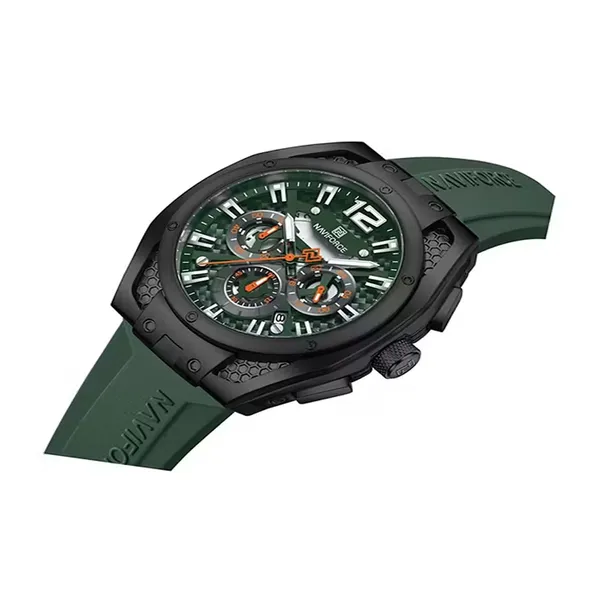 Naviforce NF 8063 Premium Silicon Strap Analog Sporty Men's Watch – Dial Color: Green, Strap Color: Green  – View 2