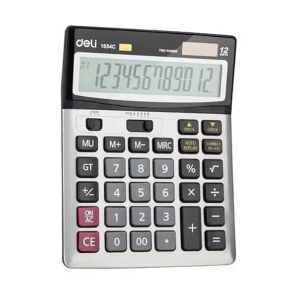 Deli E1654C 12 digits Check and Recheck Metal Desktop Calculator – View 2