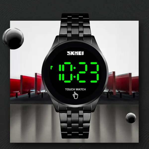 SKMEI 1579 Led Touch Screen Digital Man's Watch – Dial Color: Black, Strap Color: Black – View 3