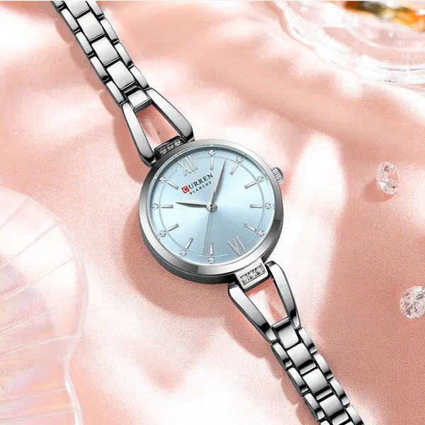 CURREN 9092 Stainless Steel Luxury Quartz Wristwatch for Women – Dial Color: Silver, Strap Color: Silver – View 4
