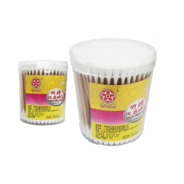Golden White Ham Wooden Purre Cotton Buds 180 Pcs 1 Box – View 2