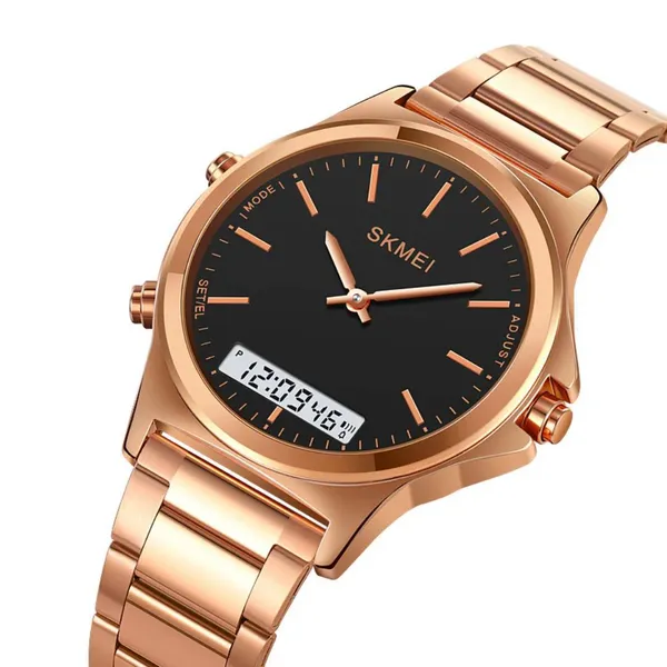 SKMEI 2120 Sport Waterproof Dual Display Digital Chrono Men's Watch – Dial Color: Black, Strap Color: Rose – View 2
