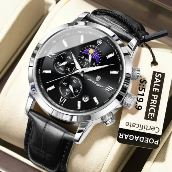 Poedagar 882L Luxury Sports Waterproof Luminous Watch For Men – Dial Color: Silver, Strap Color: Black – View 2
