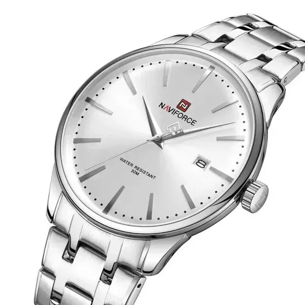 NAVIFORCE NF9230 Gentle Elegant Waterproof Men’s Watch – Dial Color: Grey, Strap Color: Silver – View 2