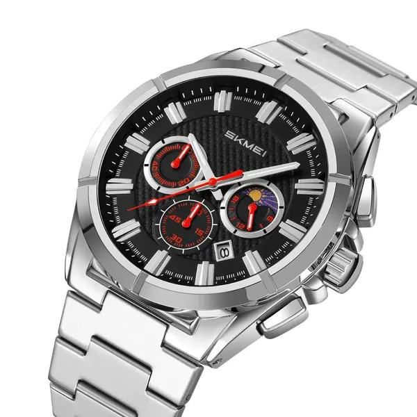 SKMEI 9355 Waterproof Business Luxury Brand Fashion Men's Watch – Dial Color: Black, Strap Color: Silver – View 2