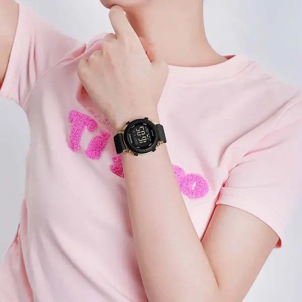Naviforce NF7108 Silicone Strap Multi-Functional Sport Fashion Digital Women Watch – Dial Color: Black, Strap Color: Black – View 3