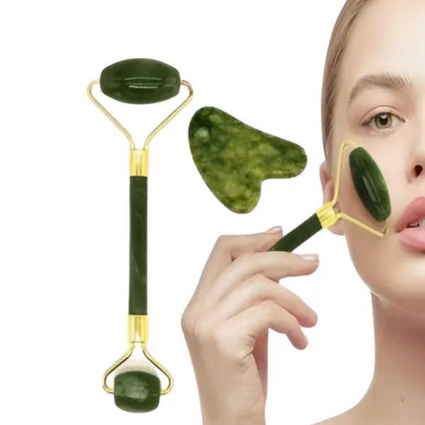 Natural Stone Jade Roller & Gua Sha Set  – View 2