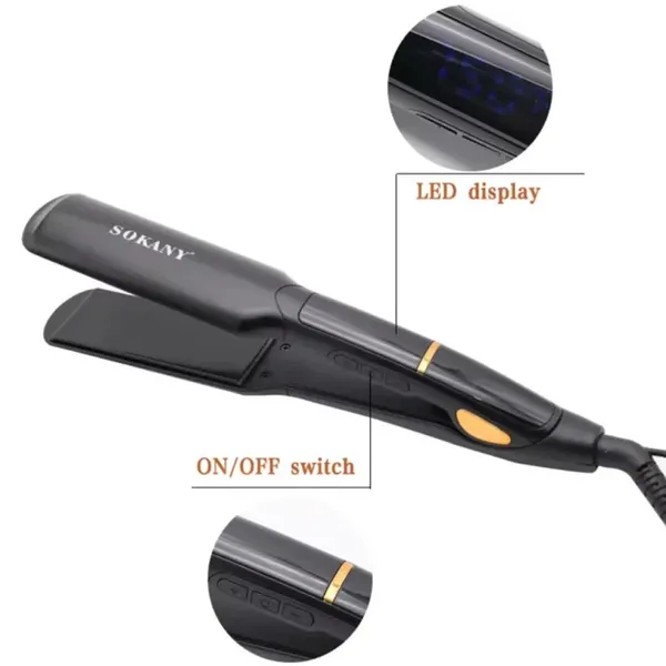 Sokany HS-030 Hair Iron 750F Professional Hair Straightening – Color: Black – View 3
