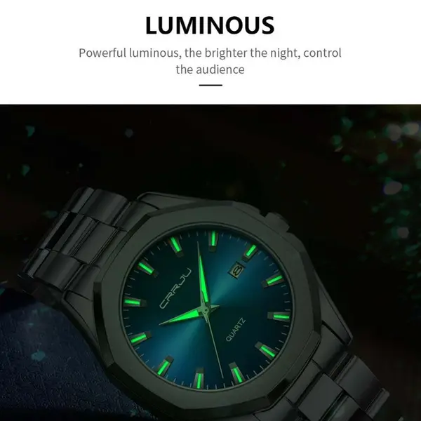 CRRJU 5004 High Quality Stainless Steel Quartz Analog Luxury Fashion Men's Watch – Dial Color: Blue, Strap Color: Silver – View 5