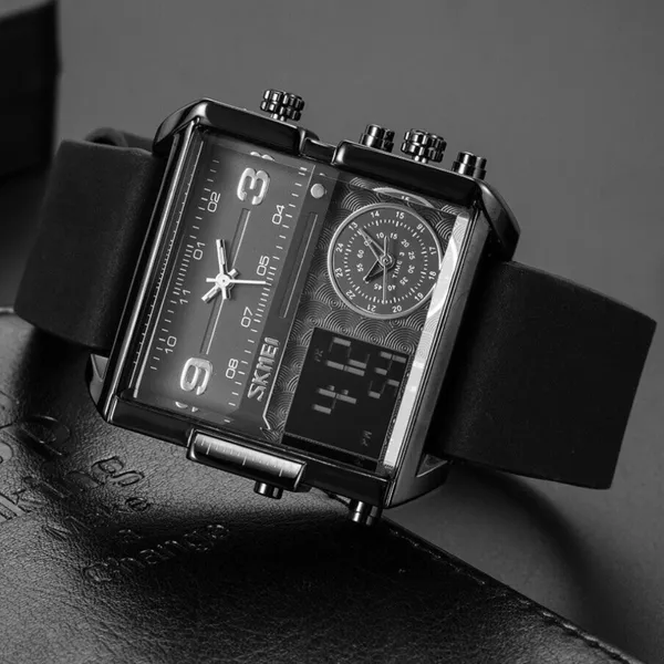 SKMEI 1584 Quartz Digital Luxury Business Wrist Men's Watch – Dial Color: Black, Strap Color: Black – View 3