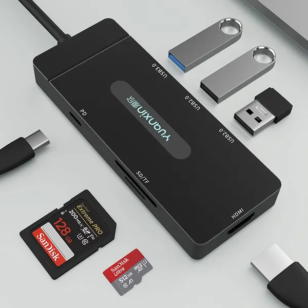 Yuanxin X-80107 Aluminium Multiport 7 in 1 USB Hub – View 2