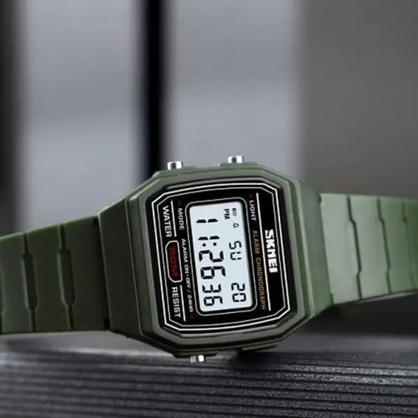 SKMEI 1460 Digital Waterproof Kid's Watch – Dial Color: Black, Strap Color: Green  – View 3