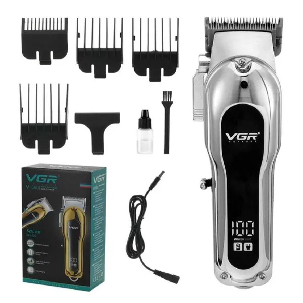 VGR V-680 Professional Hair Clipper Trimmer – Color: Silver – View 1