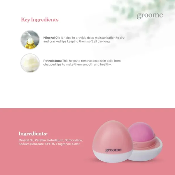 Groome Glow Waterproof Lip balm SPF 15 Pretty Pink 30gm – View 4