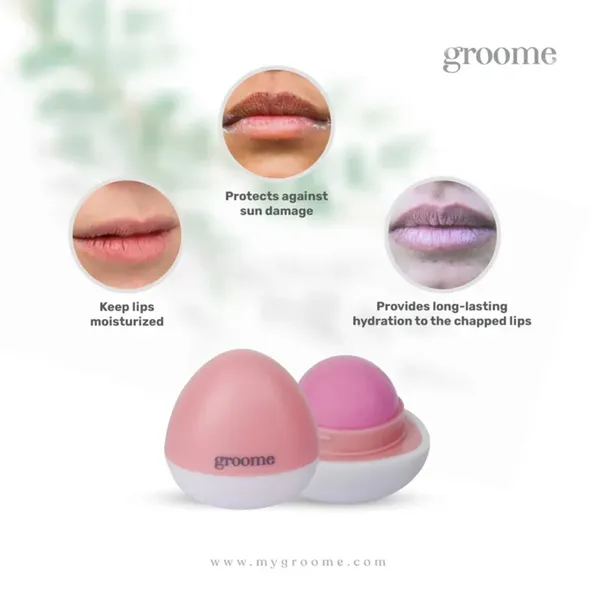 Groome Glow Waterproof Lip balm SPF 15 Pretty Pink 30gm – View 3