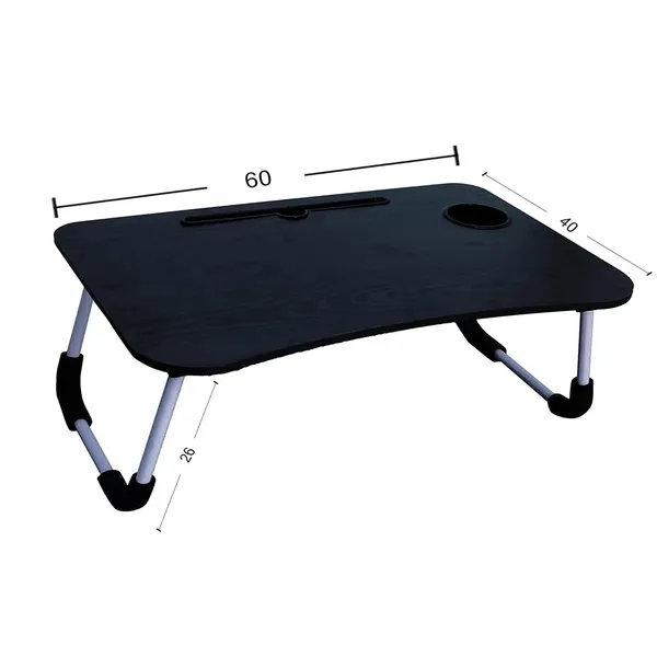 Techno Vibes Laptop Desk for Study and Reading with Foldable Non-Slip Legs Table Tray – Color: Black – View 2