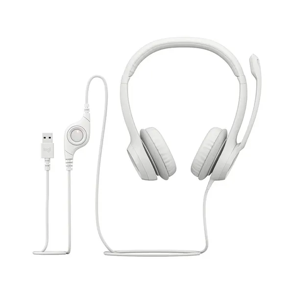 Logitech H390 Stereo USB Headset with Microphone – Color: White – View 2