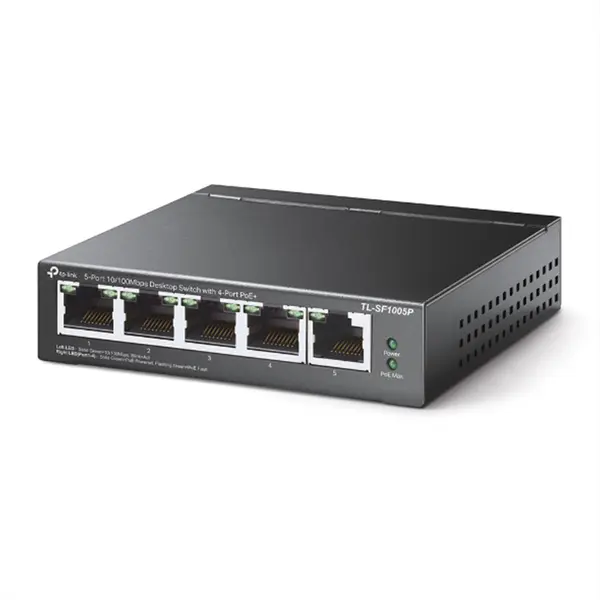 TP-Link TL-SF1005P 5-Port 10/100Mbps Network Switch with 4-Port POE – View 2